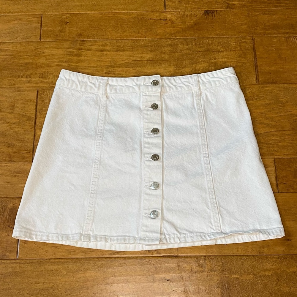 F21 White Jean Skirt